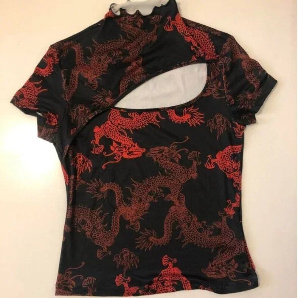 Cut out hollow, high neck top from Shein, Size S.